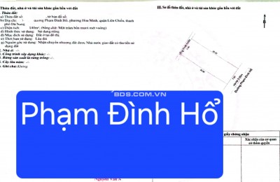 Bán đất tặng Nhà C4 đường Phạm Đình Hổ - Sát biển rất thoáng